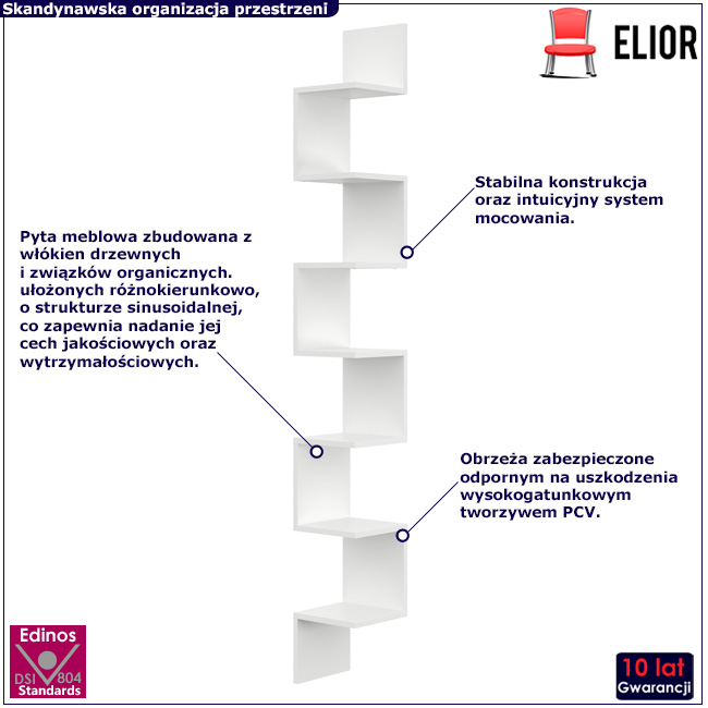 Biała minimalistyczna pólka ścienna Lexy 3X