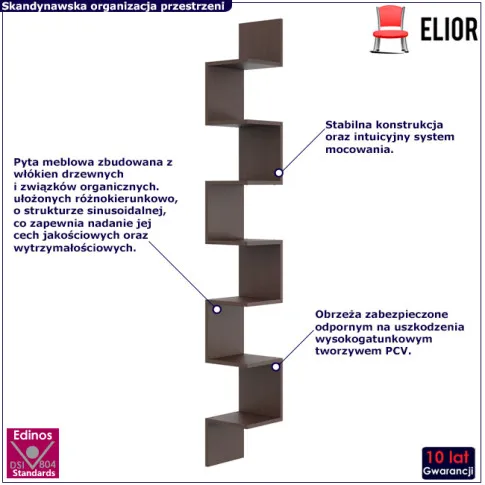 Półka wisząca wenge Lexy 5X 