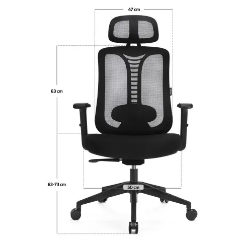 Szczegółowe zdjęcie nr 9 produktu Czarny biurowy fotel ergonomiczny zgodny z rozporządzeniem MR i PS z 2023r - Biosio
