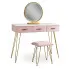 Zdjęcie produktu Różowa elegancka toaletka dla kobiet ze stołkiem - Waxa.