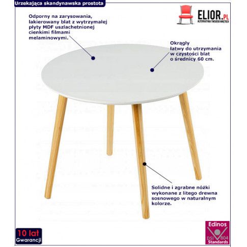 Fotografia Okrągły stolik kawowy Flavio 3X - biały  z kategorii Ławy i stoliki