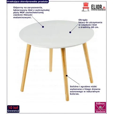 Fotografia Okrągły stolik kawowy Vizi 3X - biały z kategorii Stoliki kawowe