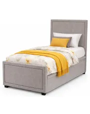 Szare rozkładane łóżko tapicerowane 90x200 - Wordis w sklepie Edinos.pl