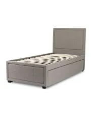Szare rozkładane łóżko tapicerowane 90x200 - Olso