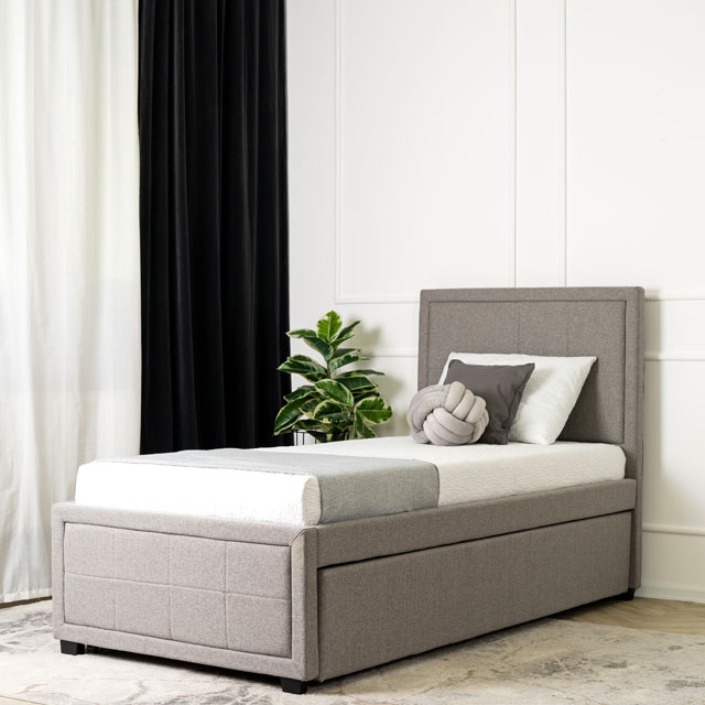 Nowoczesne szare rozsuwane łóżko kontynentalne Wordis