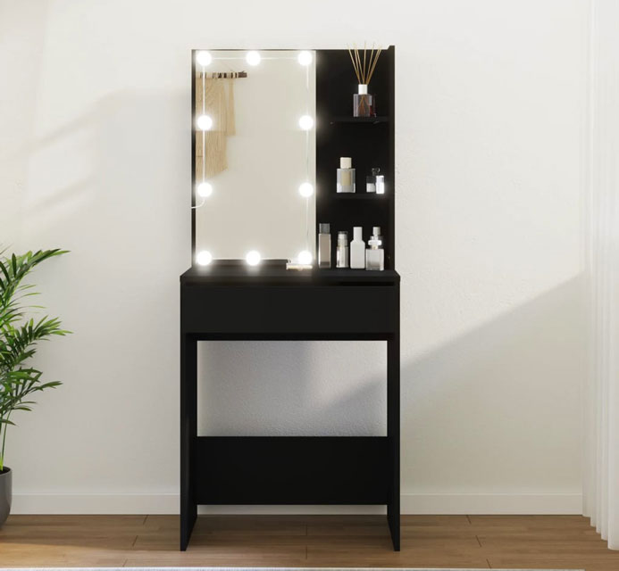 Wnętrze z wykorzystaniem wąskiej toaletki Mollugo czarny