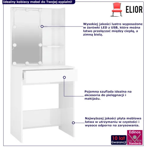 Toaletka z lustrem LED Sofini