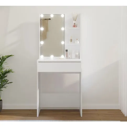 wizualizacja bialej toaletki z lustrem podswietlanym sofini