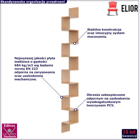 Narożna półka ścienna Lexy 6X 