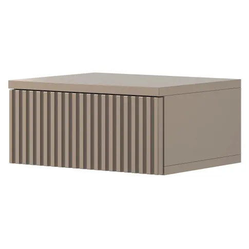 Beżowa nowoczesna ryflowana szafka nocna Ova