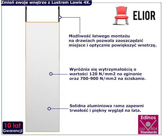 Nowoczesne zlote lustro Foka 4X