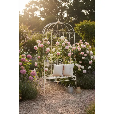 Fotografia Klasyczna ławka ogrodowa Novila - biała z kategorii Ławki ogrodowe