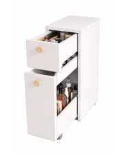 Biała wąska szafka łazienkowa z 2 szufladami - Olli w sklepie Edinos.pl