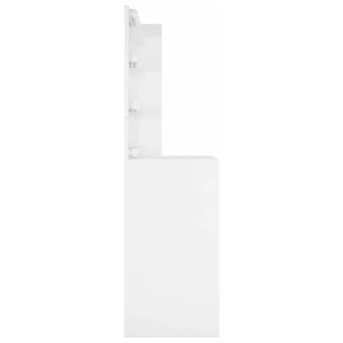 Szczegółowe zdjęcie nr 5 produktu Toaletka wąska do łazienki z podświetlanym lustrem biały połysk - Sofini