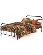 Czarne metalowe łóżko z zagłówkiem 120x200 - Dirik w sklepie Edinos.pl