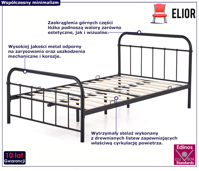 Czarne metalowe łóżko Sylo 120x200