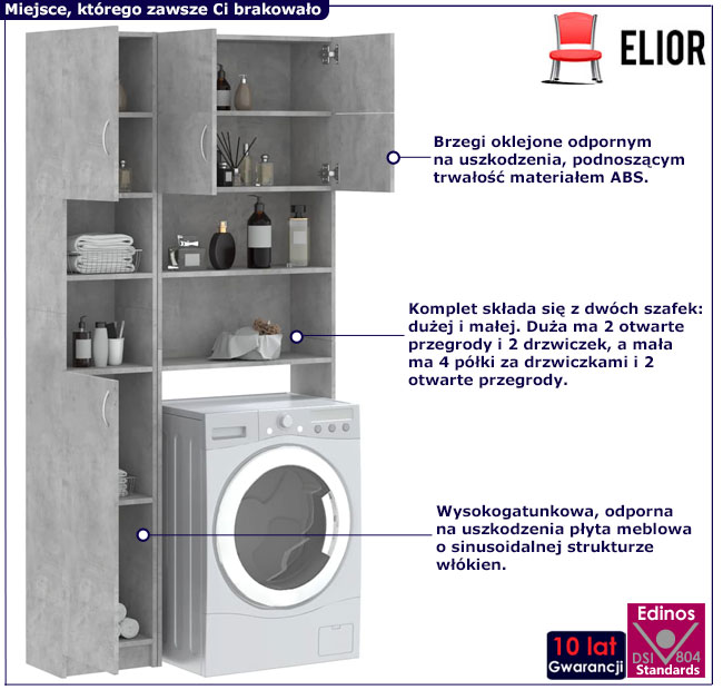 Zestaw mebli do łazienki Hyaz szarość betonu