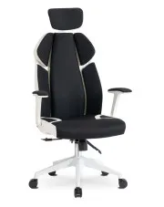 Czarno-biały ergonomiczny fotel biurowy z zagłówkiem - Idom