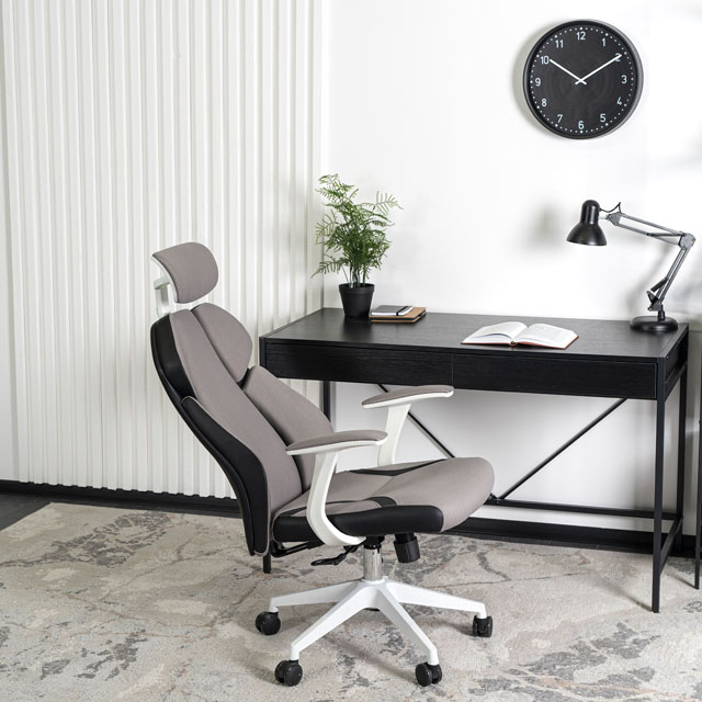 Szaro-czarny fotel ergonomiczny do komputera Rufev