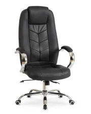 Czarny elegancki fotel gabinetowy ze skóry ekologicznej - Uril w sklepie Edinos.pl