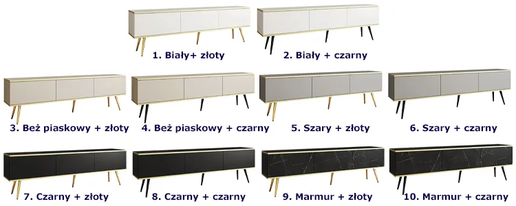 Wybór kolorów szafki pod telewizor Olix 9X