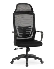 Czarny fotel obrotowy z ergonomicznym oparciem - Omel w sklepie Edinos.pl