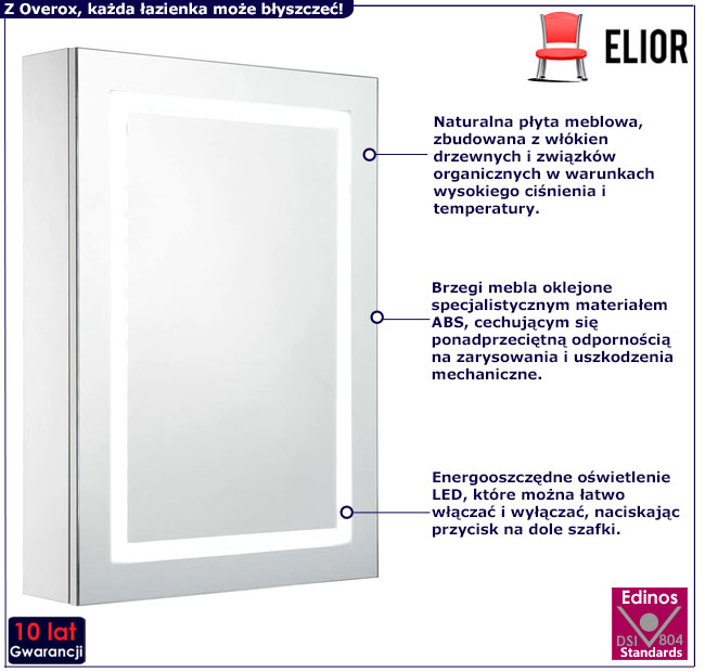 Biała szafka łazienkowa z lustrem Nala