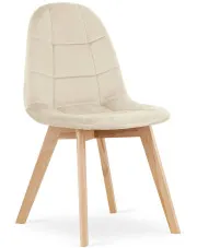 Beżowe krzesło drewniane tapicerowane - Kiraz 3X