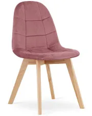 Zestaw 4 drewnianych krzeseł welurowych ciemny róż - Kiraz w sklepie Edinos.pl