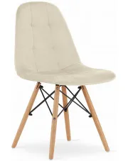 Zestaw 4 beżowych krzeseł tapicerowanych welurem - Zipro w sklepie Edinos.pl