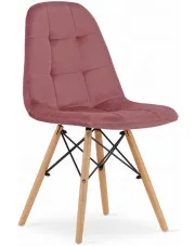 Komplet 4 welurowych krzeseł tapicerowanych ciemny róż - Zipro