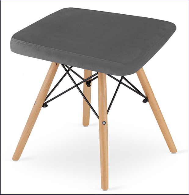 Szary skandynawski taboret welurowy Hiren 3X