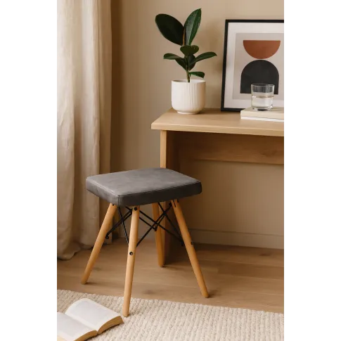 Szary skandynawski taboret welurowy   Hiren 3X