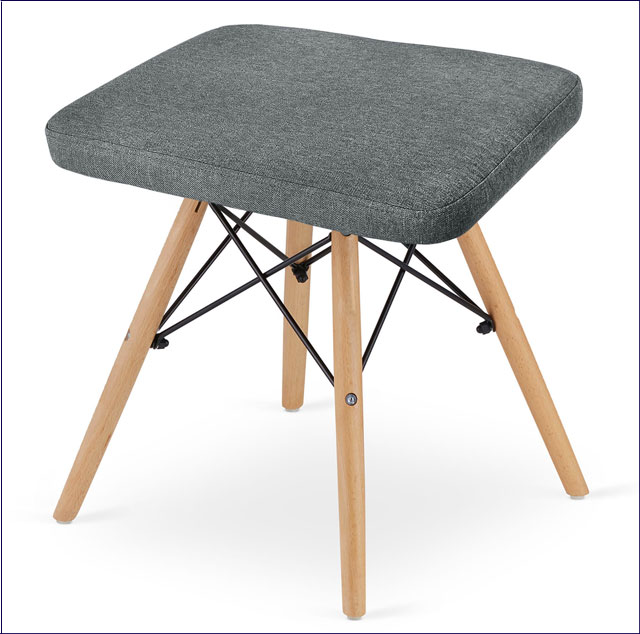 Szary skandynawski taboret tapicerowany tkaniną Hiren 4X