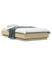Pojedyncze łóżko z podświetleniem dąb sonoma 90x200 - Surlei