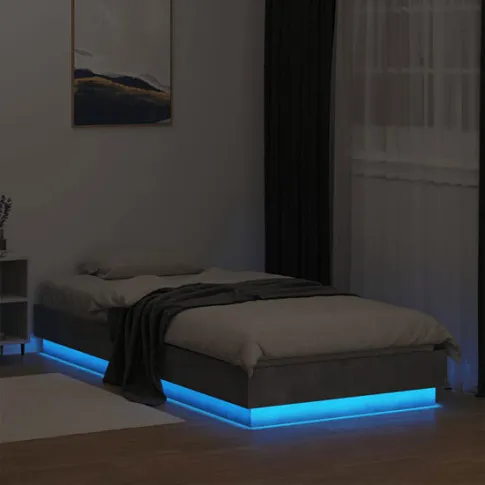 Wizualizacja łóżka z oświetleniem LED Surlei szarość betonu