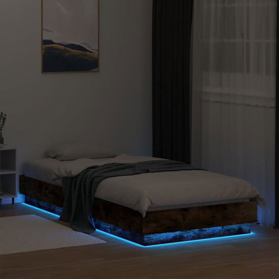 Prezentacja łóżka z LED Surlei przydymiony dąb
