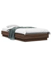 Nowoczesne łóżko z oświetleniem LED brązowy dąb 90x200 - Surlei