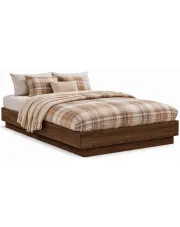 Nowoczesne łóżko z oświetleniem LED brązowy dąb 90x200 - Irjas w sklepie Edinos.pl