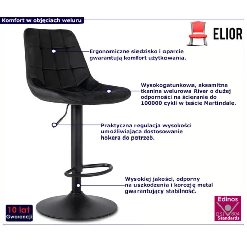 Nowoczesny welurowy hoker kuchenny Azel