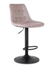 Różowe welurowe krzesło barowe z oparciem - Azel w sklepie Edinos.pl