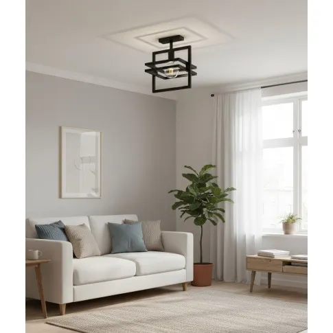 Fotografia Czarna industrialna lampa sufitowa ze stali - Dretto z kategorii Lampy wiszące