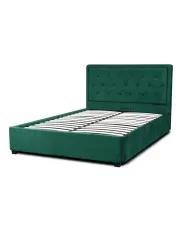Zielone tapicerowane łóżko z pojemnikiem 140x200 - Ehlo w sklepie Edinos.pl