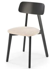 Drewniane tapicerowane krzesło czarny + beż - Neve
