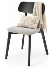 Drewniane tapicerowane krzesło czarny + popiel - Howard w sklepie Edinos.pl