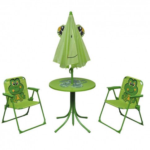 Fotografia Zestaw mebli ogrodowych dla dzieci Lummo - zielony z kategorii Stoły, krzesła, ławki