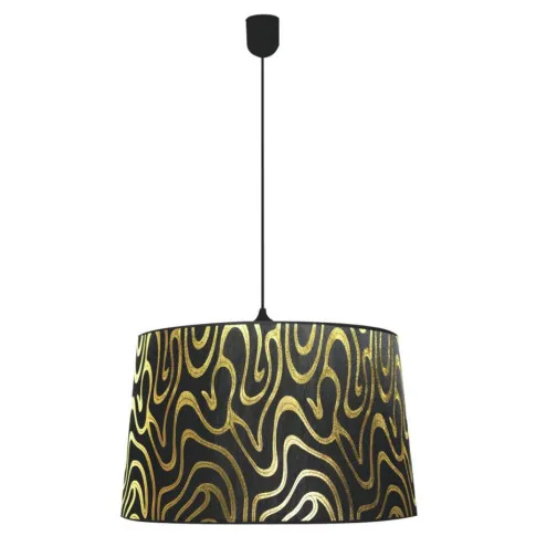 Czarna lampa wisząca z materiałowym kloszem - K529-T