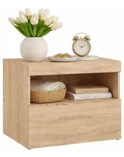 Skandynawska szafka nocna z LED dąb sonoma - Ateno w sklepie Edinos.pl