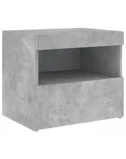 Nowoczesna szafka nocna z LED szarość betonu - Lefrok