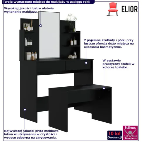 Czarna toaletka z lustrem Imis